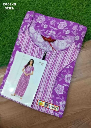 Sakthi -2001-N  [XXL]  Lavender Color (Pranjul Brand) Cotton Readymade Pocket Nighty CM1467414 (RR6D)
