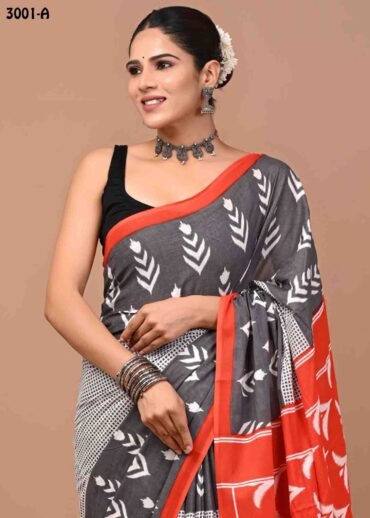 Kasthuri -3001-A  Grey Color Trendy  Mulmul Cotton Saree CM1463628 (LR3C)