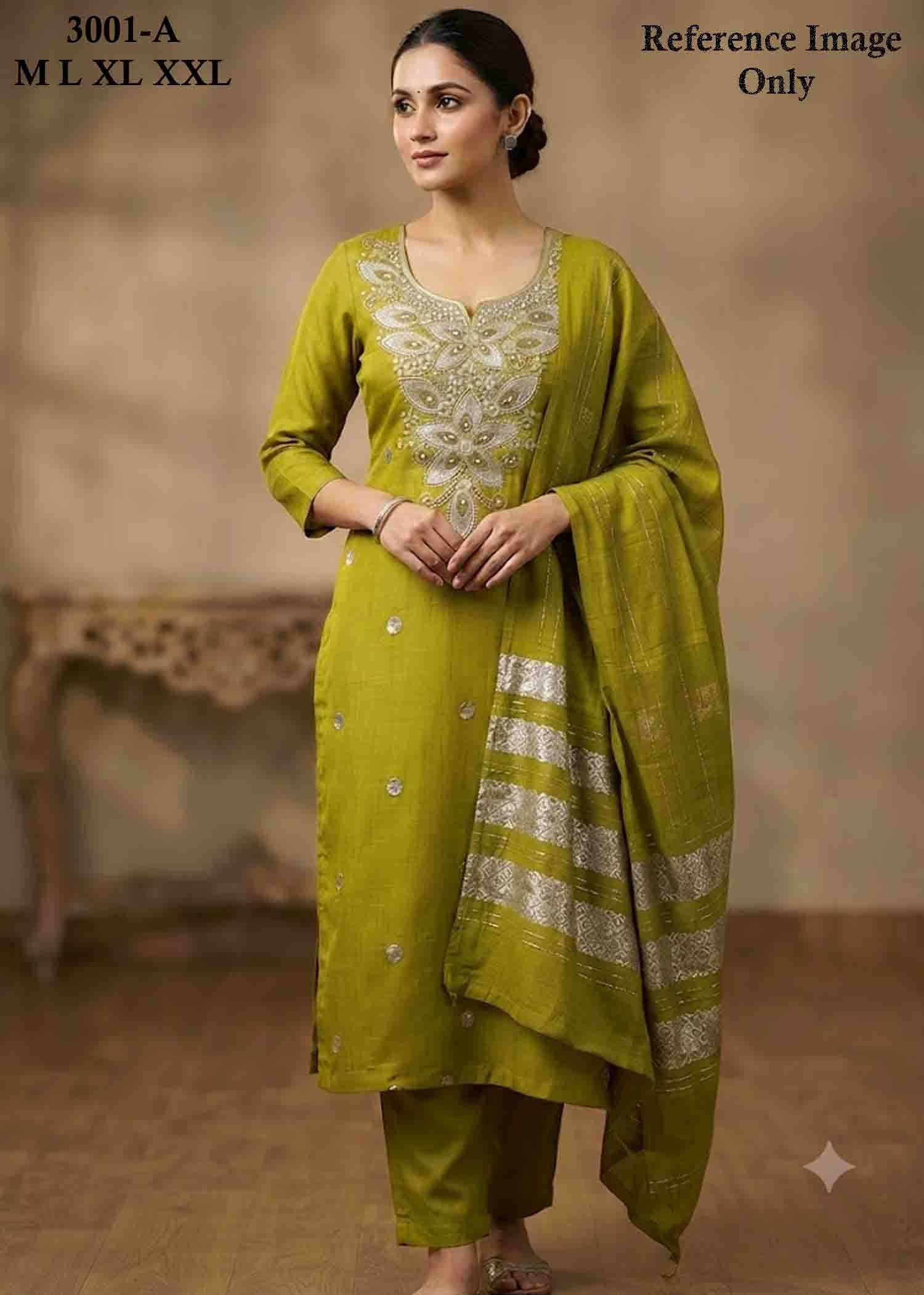 Monika - 3001-C FernGreen Color Trendy Rayon Readymade Salwar CM1472818 (RR6C)
