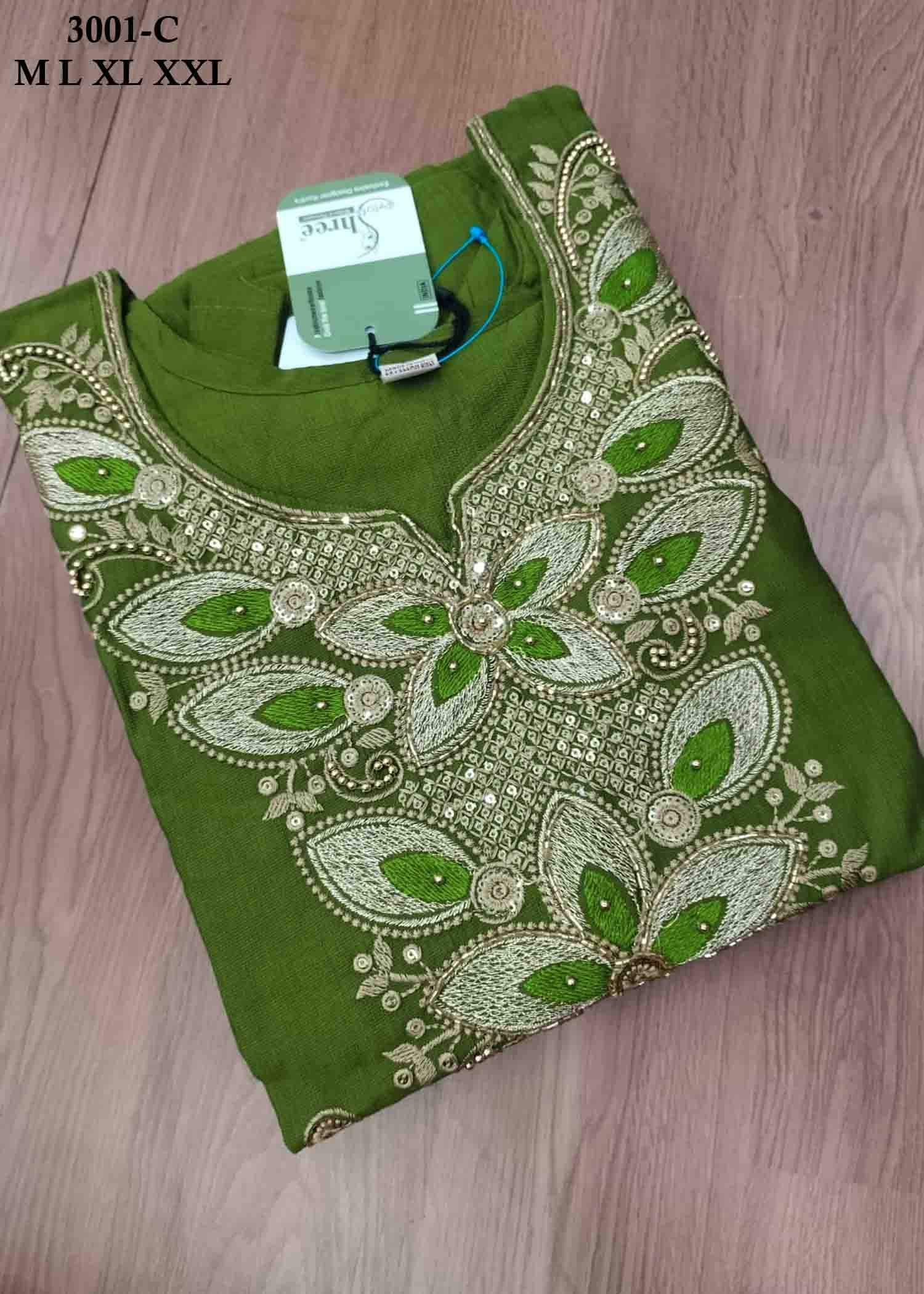 Monika - 3001-C FernGreen Color Trendy Rayon Readymade Salwar CM1472818 (RR6C)
