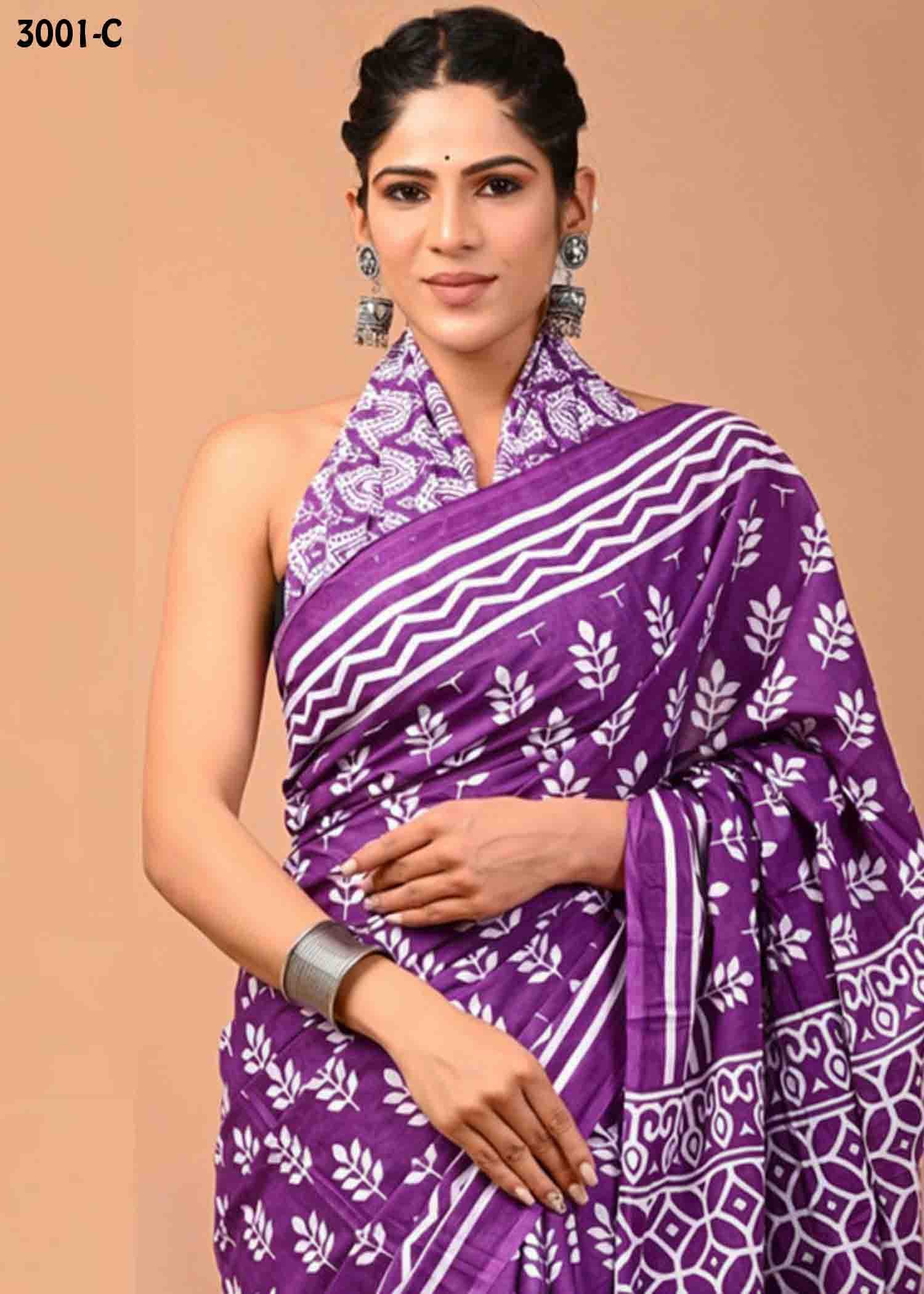 Kasthuri -3001-C Purple Color Trendy Mulmul Cotton Saree CM1463628 (LR3C)
