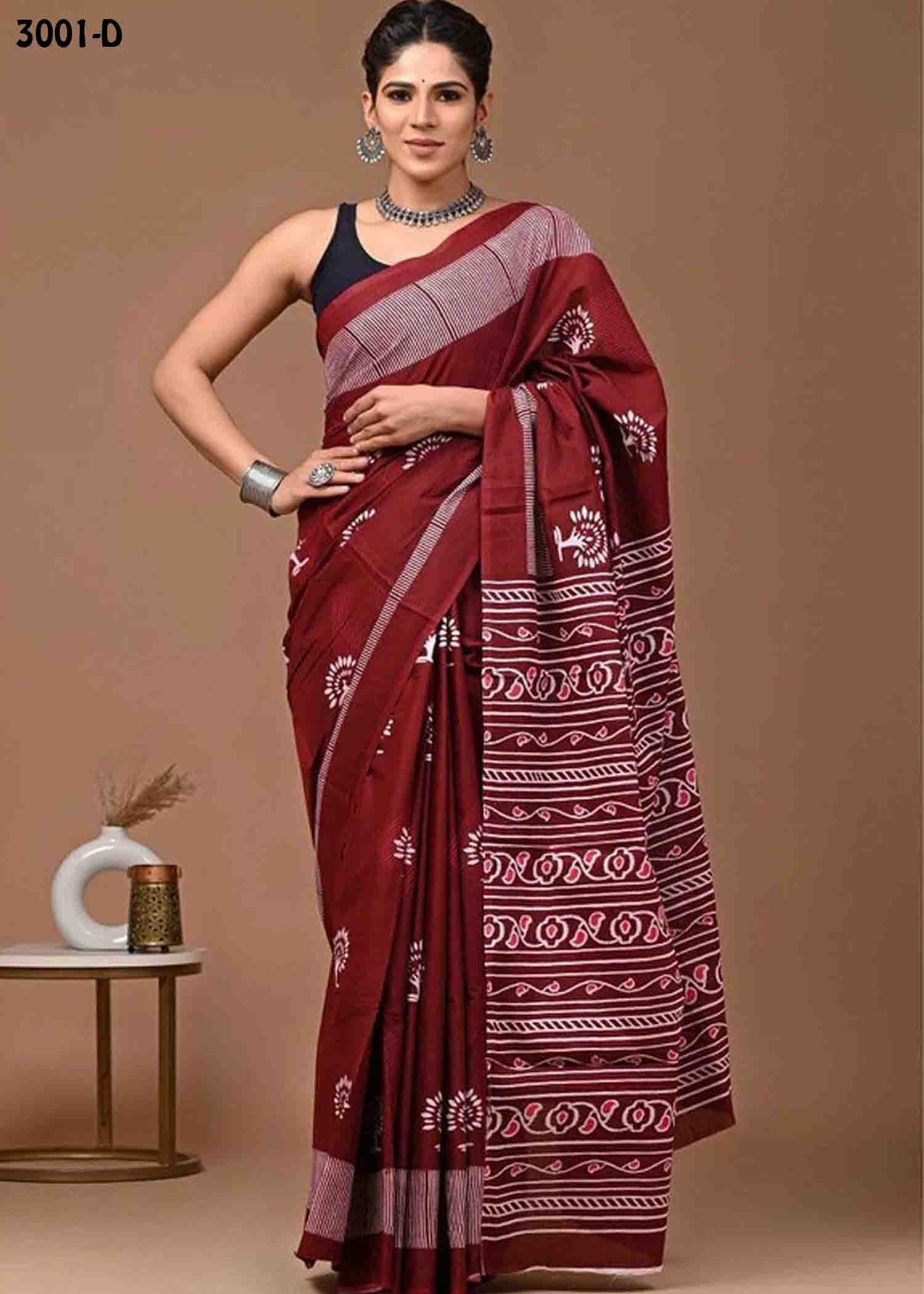 Kasthuri -3001-D Maroon Color Trendy Mulmul Cotton Saree CM1463628 (LR3C)