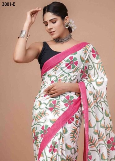 Kasthuri -3001-E  halfwhite Color Trendy  Mulmul Cotton Saree CM1463628 (LR3C)