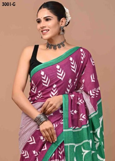 Kasthuri -3001-G  Purple Color Trendy  Mulmul Cotton Saree CM1463628 (LR3C)