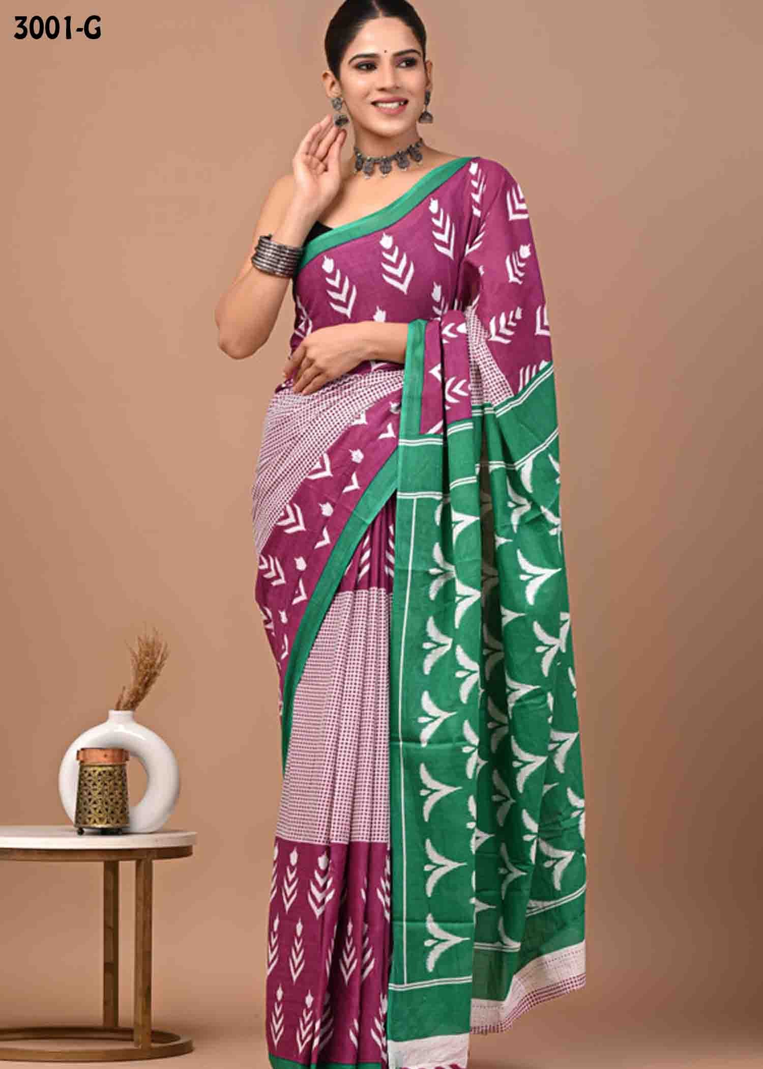 Kasthuri -3001-G Purple Color Trendy Mulmul Cotton Saree CM1463628 (LR3C)
