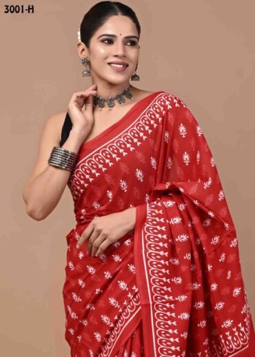 Kasthuri -3001-H  Red Color Trendy  Mulmul Cotton Saree CM1463628 (LR3C)