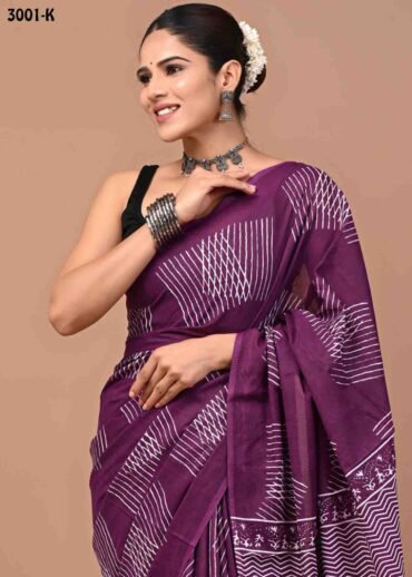 Kasthuri -3001-K  Purple Color Trendy  Mulmul Cotton Saree CM1463628 (LR3C)