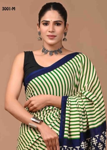 Kasthuri -3001-M Green Color Trendy  Mulmul Cotton Saree CM1463628 (LR3C)