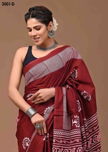 Kasthuri -3001-D  Maroon Color Trendy  Mulmul Cotton Saree CM1463628 (LR3C)