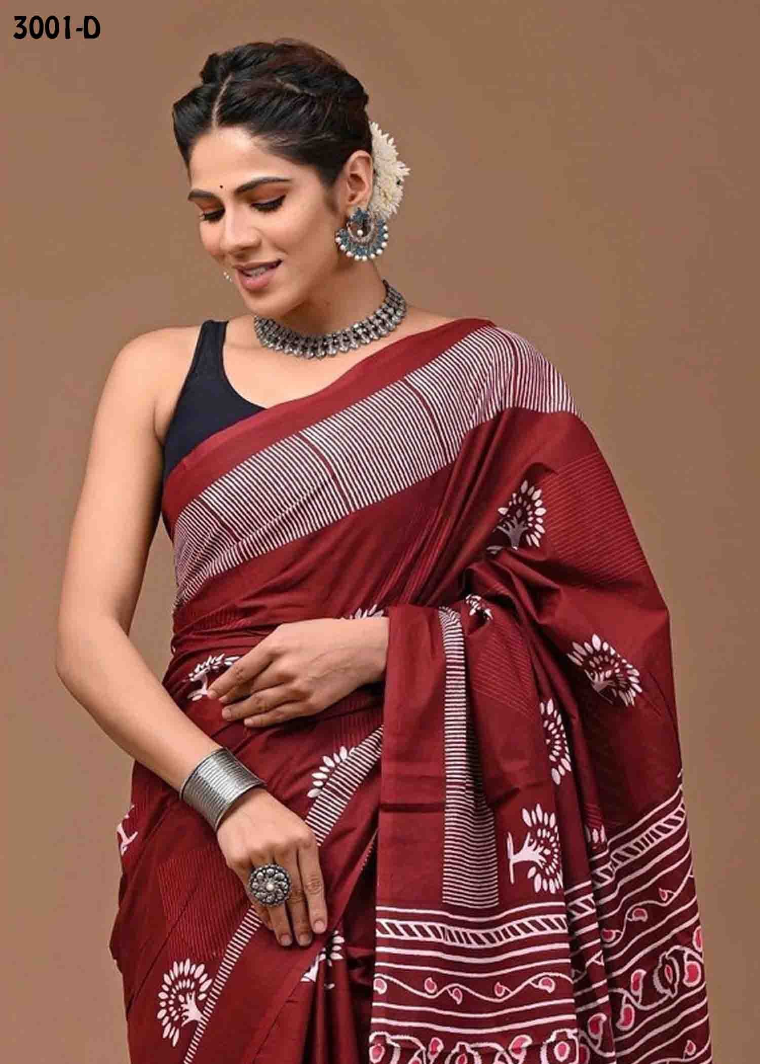 Kasthuri -3001-D Maroon Color Trendy Mulmul Cotton Saree CM1463628 (LR3C)
