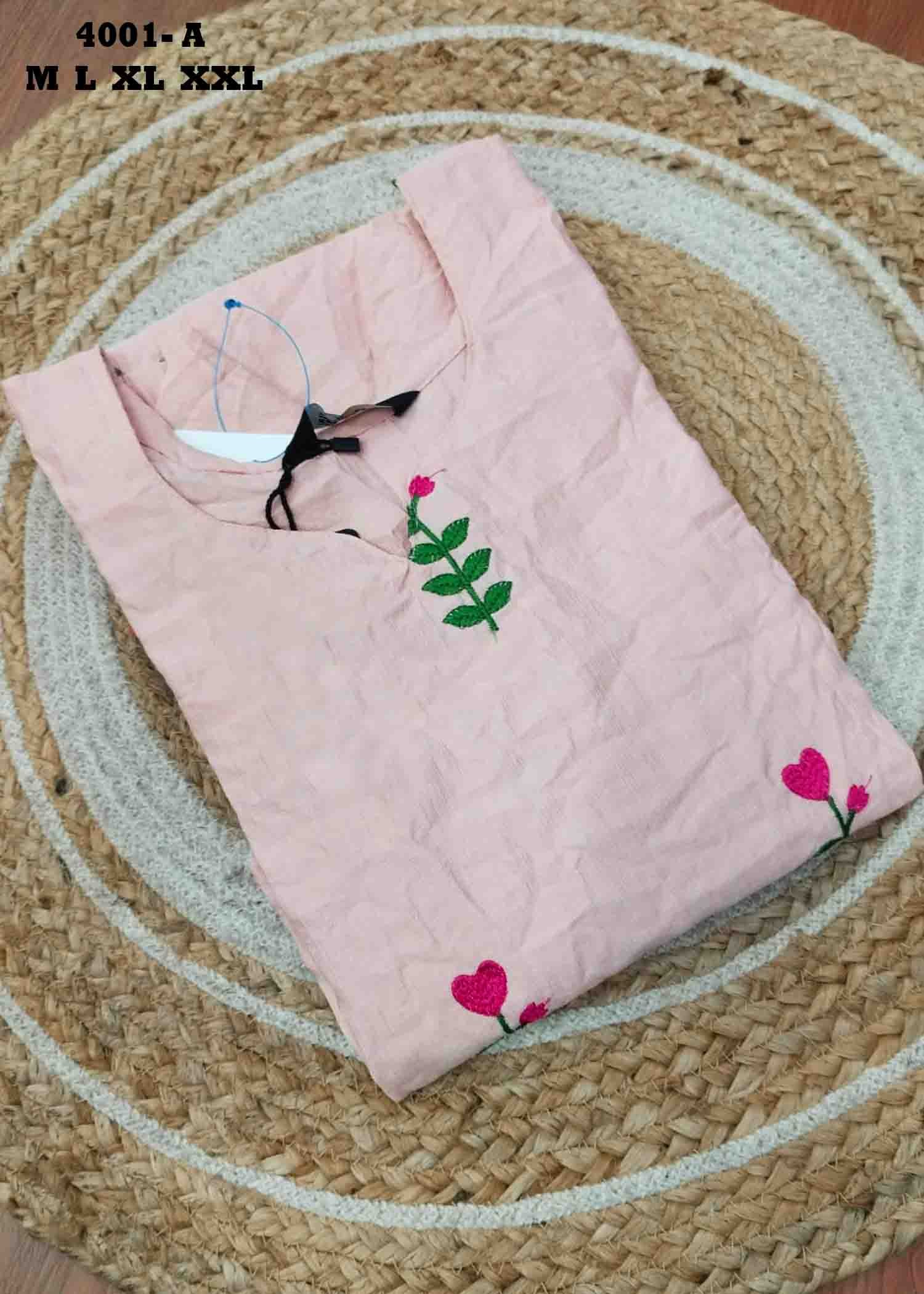 Kanishka - 4001-A Peach Color Readymade Vertican Crush Kurti CM1458677 (RR5C)