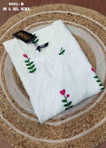 Kanishka - 4001-B Halfwhite Color Readymade Vertican Crush Kurti CM1458677 (RR5C)