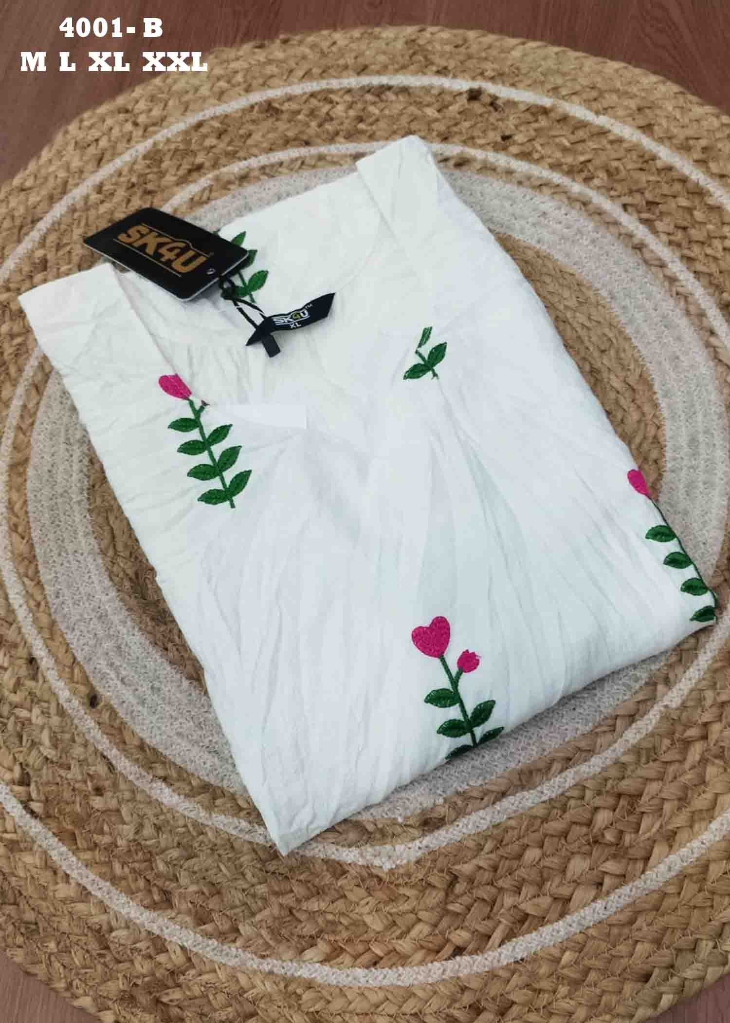 Kanishka - 4001-B Halfwhite Color Readymade Vertican Crush Kurti CM1458677 (RR5C)