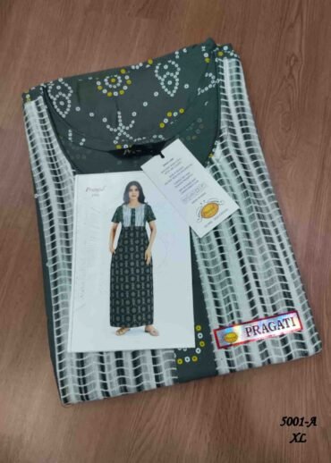 Pranjul -5001-A  [XL]  Grey Color (Pranjul Brand) Cotton Readymade Pocket Nighty CM1461374 (RR6C)