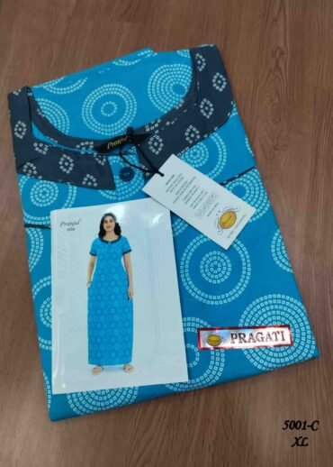 Pranjul -5001-C  [XL]  skyblue Color (Pranjul Brand) Cotton Readymade Pocket Nighty CM1461374 (RR6C)