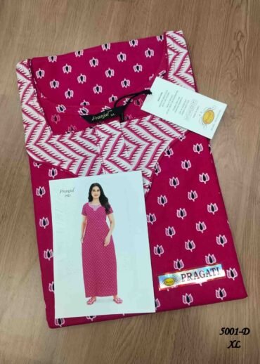 Pranjul -5001-D  [XL]  Pink Color (Pranjul Brand) Cotton Readymade Pocket Nighty CM1461374 (RR6C)