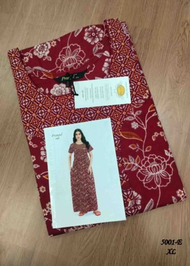 Pranjul -5001-E  [XL]  Maroon Color (Pranjul Brand) Cotton Readymade Pocket Nighty CM1461374 (RR6C)