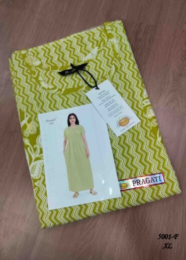 Pranjul -5001-F  [XL]  Green Color (Pranjul Brand) Cotton Readymade Pocket Nighty CM1461374 (RR6C)