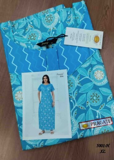 Pranjul -5001-H  [XL]  Skyblue Color (Pranjul Brand) Cotton Readymade Pocket Nighty CM1461374 (RR6C)