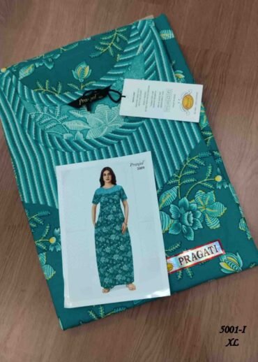 Pranjul -5001-I  [XL]  Peacockblue Color (Pranjul Brand) Cotton Readymade Pocket Nighty CM1461374 (RR6C)