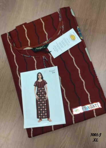 Pranjul -5001-J  [XL]  Maroon Color (Pranjul Brand) Cotton Readymade Pocket Nighty CM1461374 (RR6C)