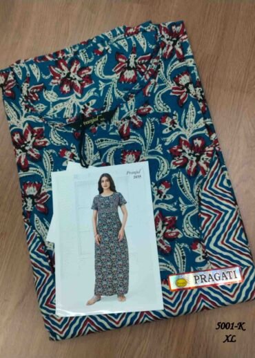 Pranjul -5001-K  [XL]  Blue Color (Pranjul Brand) Cotton Readymade Pocket Nighty CM1461374 (RR6C)