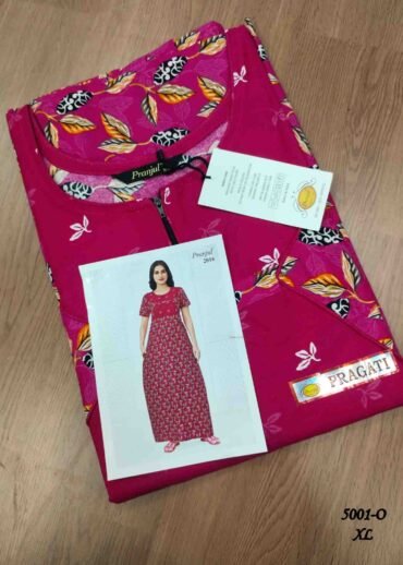 Pranjul -5001-O  [XL]  Pink Color (Pranjul Brand) Cotton Readymade Pocket Nighty CM1461374 (RR6C)
