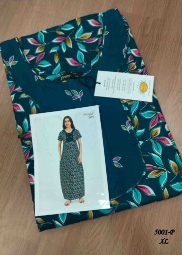 Pranjul -5001-P  [XL]  Peacockblue Color (Pranjul Brand) Cotton Readymade Pocket Nighty CM1461374 (RR6C)