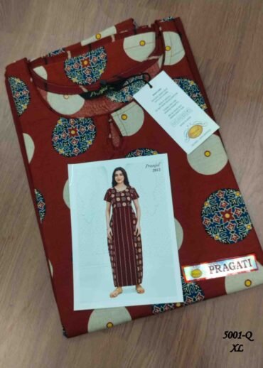 Pranjul -5001-Q  [XL]  Maroon Color (Pranjul Brand) Cotton Readymade Pocket Nighty CM1461374 (RR6C)