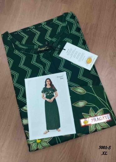 Pranjul -5001-S  [XL]  Green Color (Pranjul Brand) Cotton Readymade Pocket Nighty CM1461374 (RR6C)