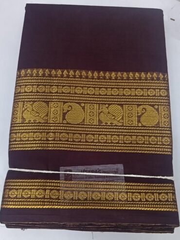 Nithiya 1080-A Coffee Brown Colour Chettinad Cotton saree CM1448732
