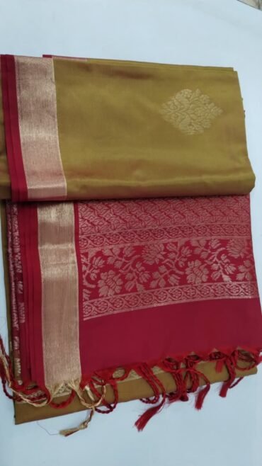 Riya 1525-A Mustard Color Semi-Pattu Saree CM1472063
