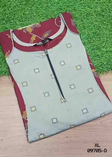 Karthika -09705-D  [XL]  Maroon (Pranjul Brand) Cotton Readymade Pocket Nighty CM1465138 RR6C)