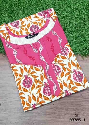 Karthika -09705-H  [XL]  Halfwhite (Pranjul Brand) Cotton Readymade Pocket Nighty CM1465138 RR6C)