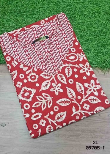 Karthika -09705-I  [XL]  Red (Pranjul Brand) Cotton Readymade Pocket Nighty CM1470606 RR6C)