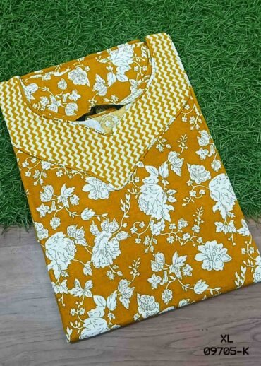 Karthika -09705-K  [XL]  Mustard (Pranjul Brand) Cotton Readymade Pocket Nighty CM1470606 RR6C)