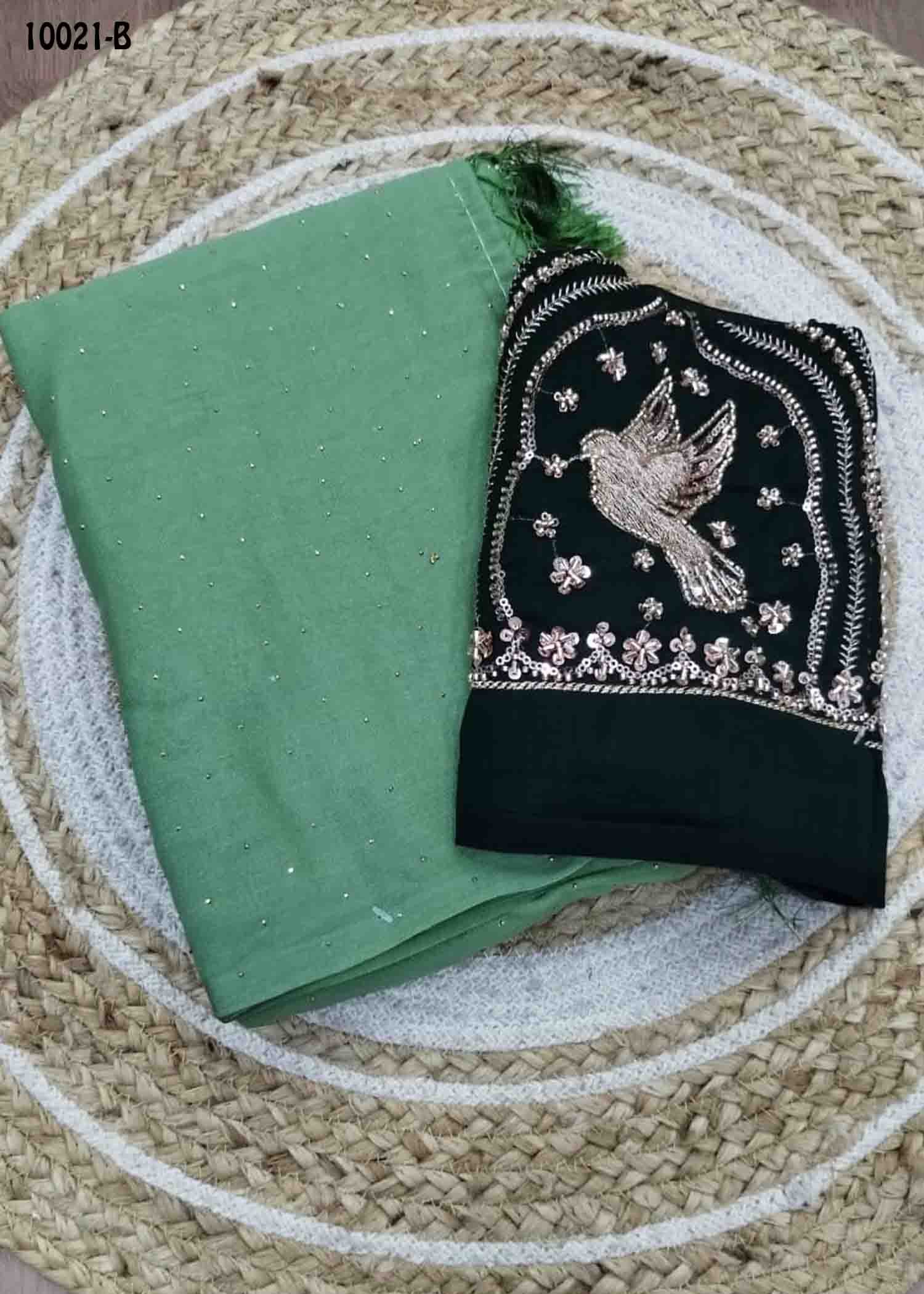 Suhasini -10021-B SageGreen Color Excellent Georgette Saree CM1474452 (LR1D)