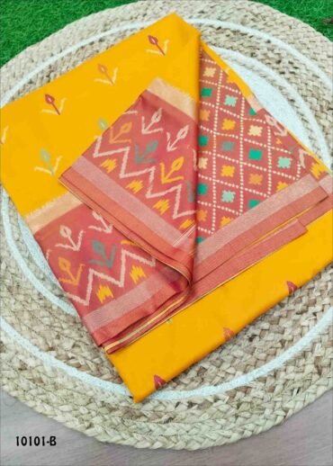 Yogitha -10101-B  Mango Yellow Color Traditional Double Shaded Pochampally Saree CM1488123 (LR4B)