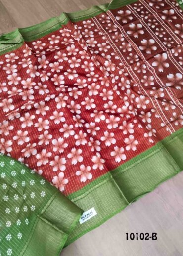 Poovizhi -10102-B  Red Color Traditional Mixed Cotton Saree CM1480956 (LR4B)