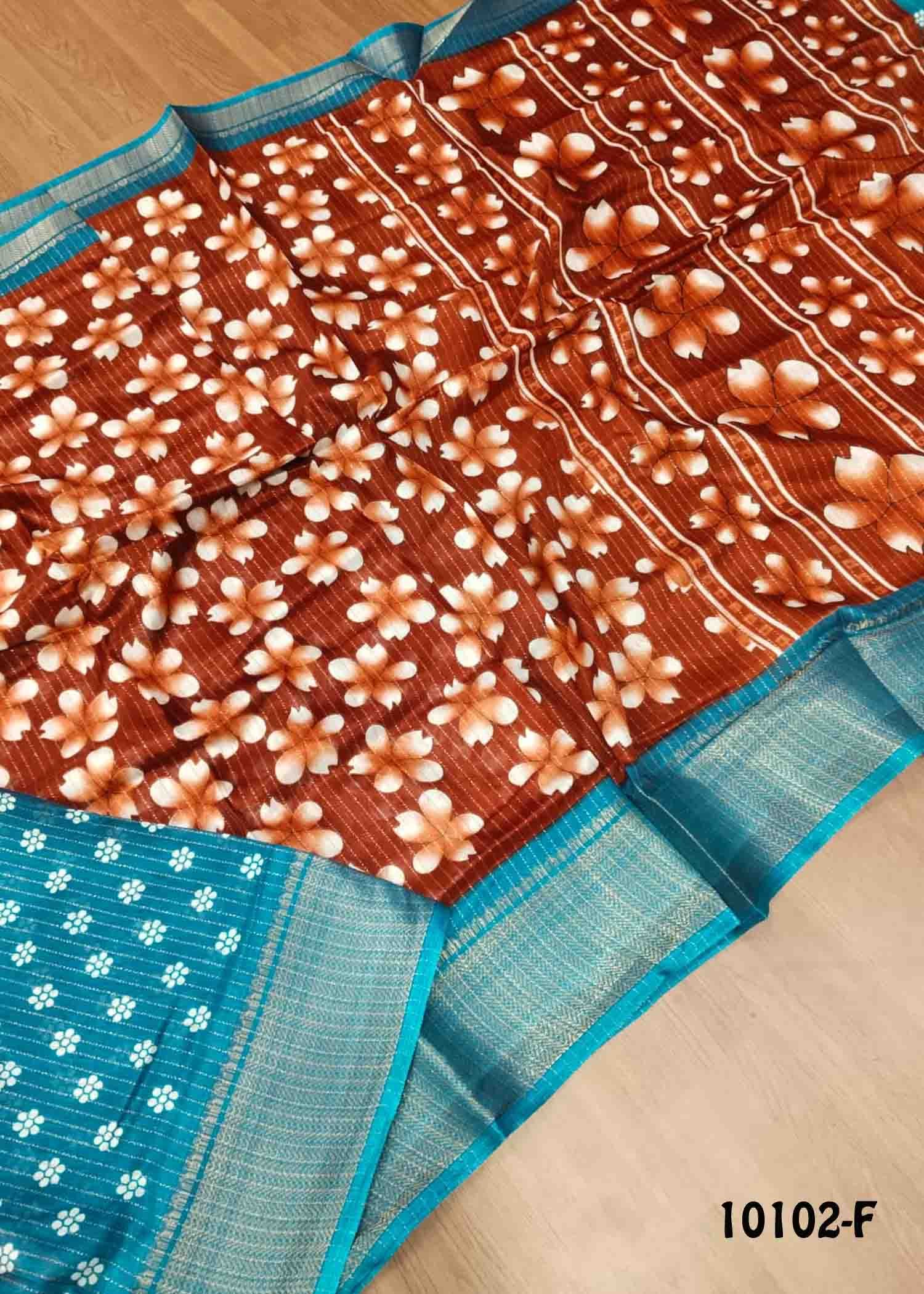 Poovizhi -10102-F Brown Color Traditional Mixed Cotton Saree CM1480956 (LR4B)
