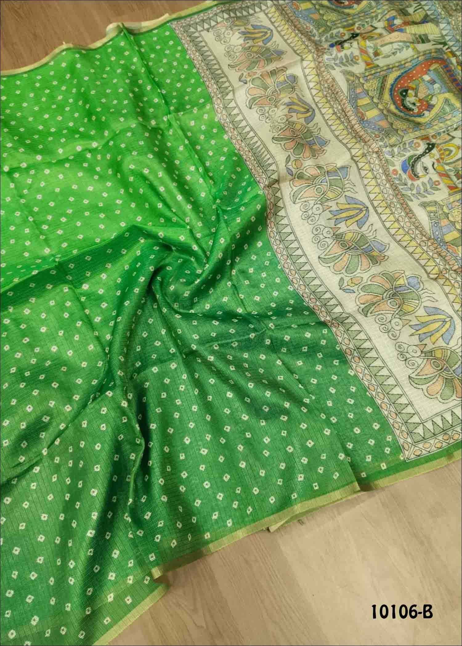 Mathu -10106-B  Green Color Casual Wear Jute Cotton Saree CM1477958 (LR6B)