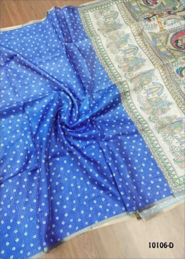Mathu -10106-D  Blue Color Casual Wear Jute Cotton Saree CM1477958 (LR6B)