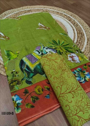 Rani -10109-B  Green Color Pure Cotton Saree CM1482747 (RR1C)