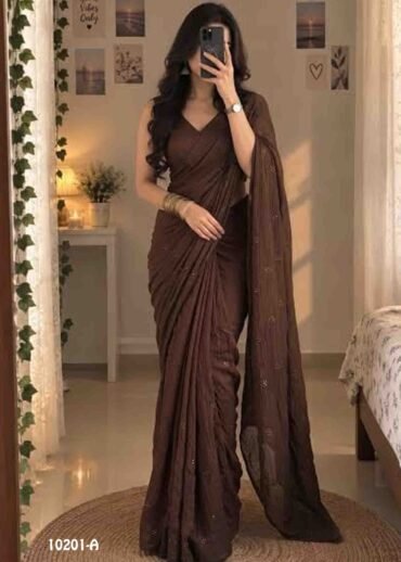 Harshini -10201-A  Brown Color Classy Crush Space Silk Saree CM1492321