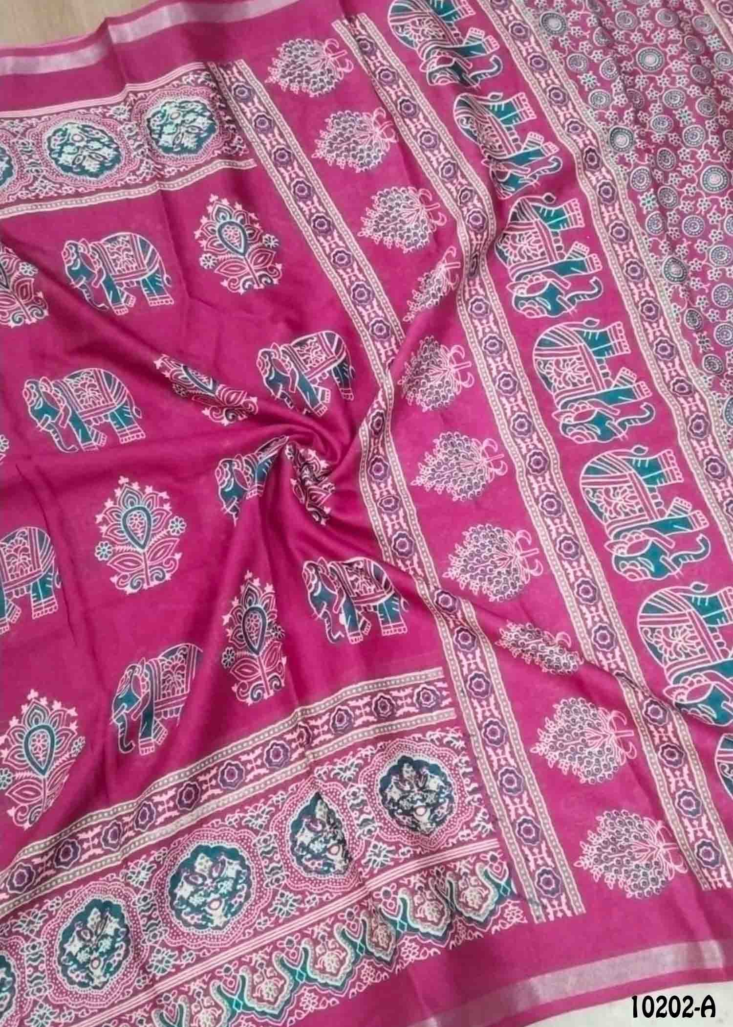 Pavithra -10202-F Yellow Color Kalamkari Print Mixed Cotton Saree CM1480333 (LR1C)
