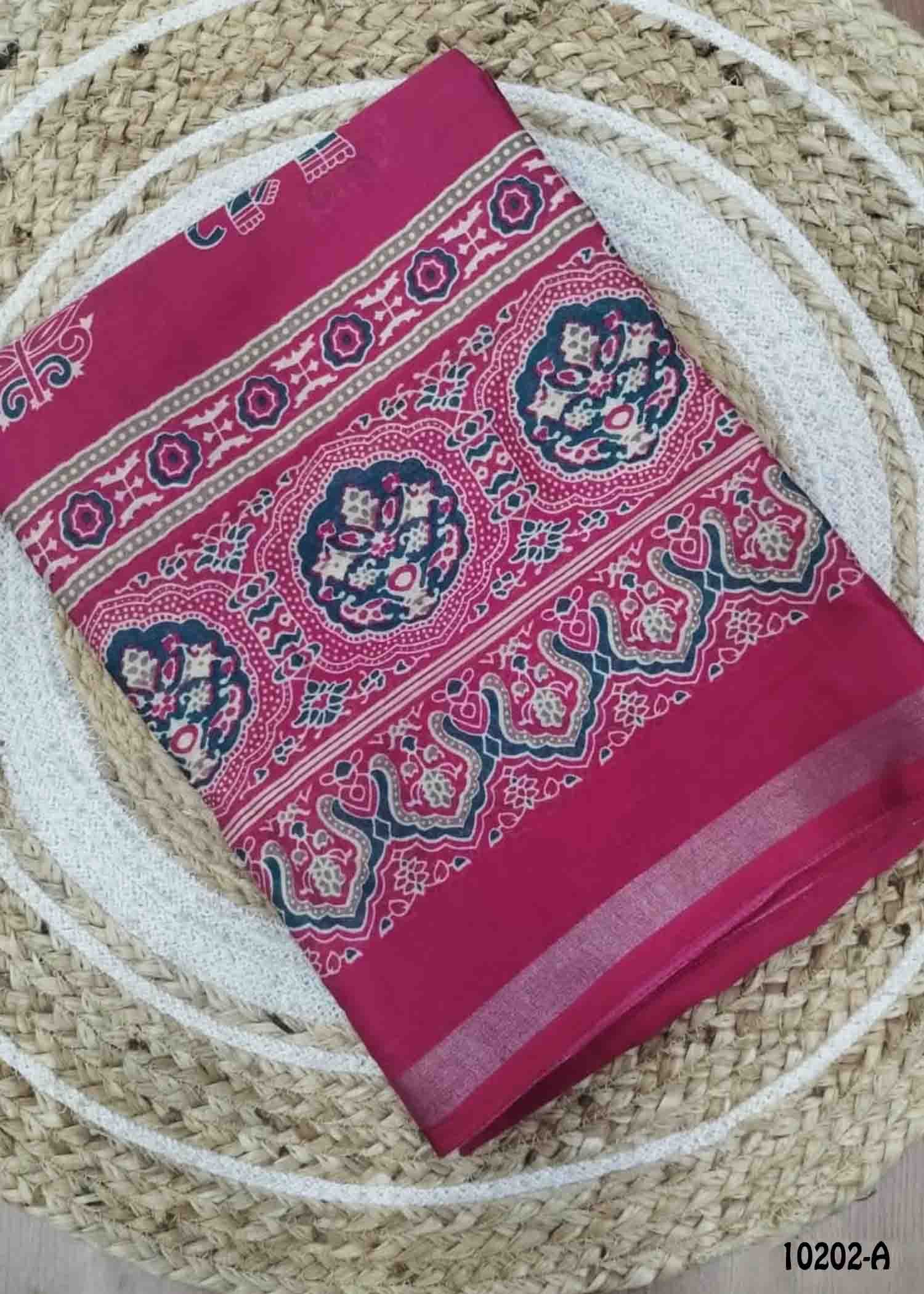 Pavithra -10202-A Pink Color Kalamkari Print Mixed Cotton Saree CM1480333 (LR1C)