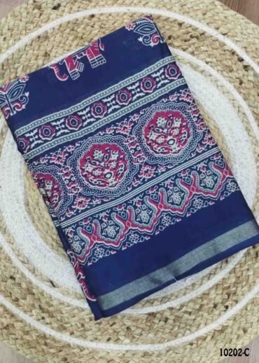 Pavithra -10202-C  NavyBlue Color Kalamkari Print Mixed Cotton Saree CM1480333 (LR1C)