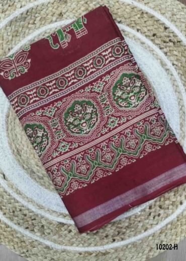 Pavithra -10202-H  Maroon Color Kalamkari Print Mixed Cotton Saree CM1480333 (LR1C)