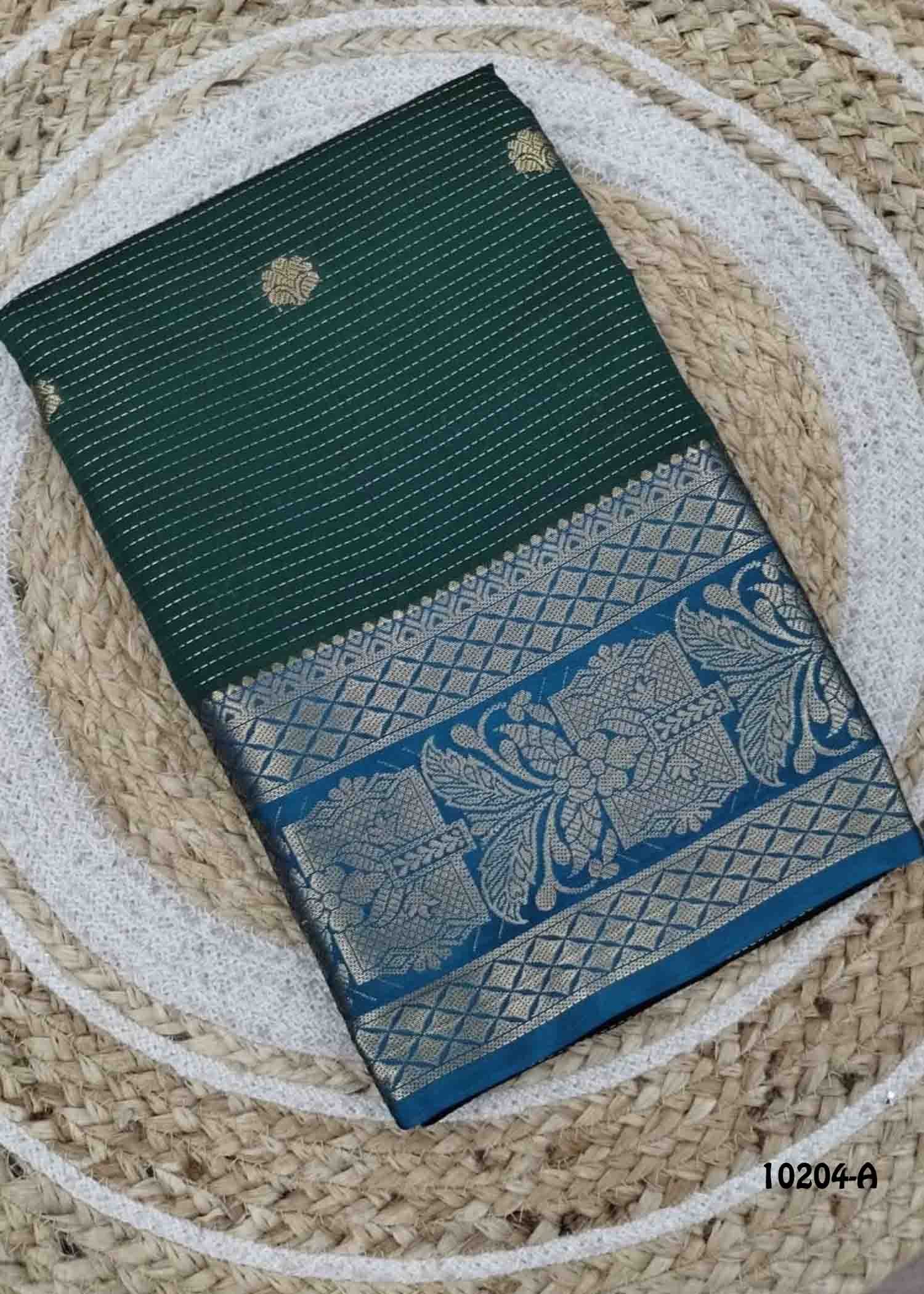 Amirtha -10204-A DarkGreen Color Traditional Chanderi Saree CM1486291 (RR6D)