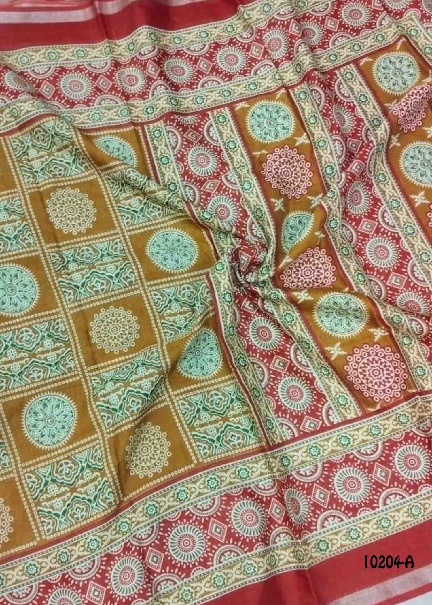 Kalyani -10204-A Yellow Color Kalamkari Print Mixed Cotton Saree CM1480333 (LR1B)